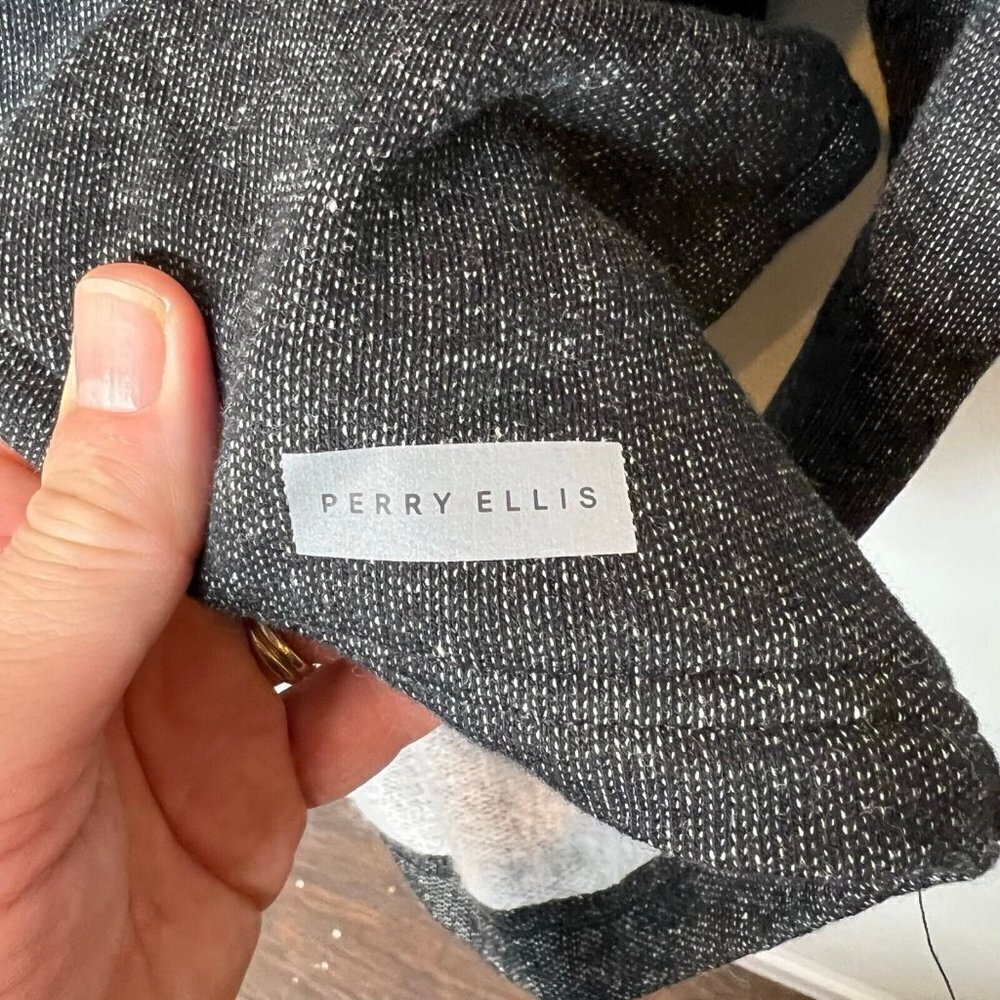 Perry Ellis Portfolio Mens Black 1/4 Zip Heathered Knit Hoodie Size L - Picture 4 of 7